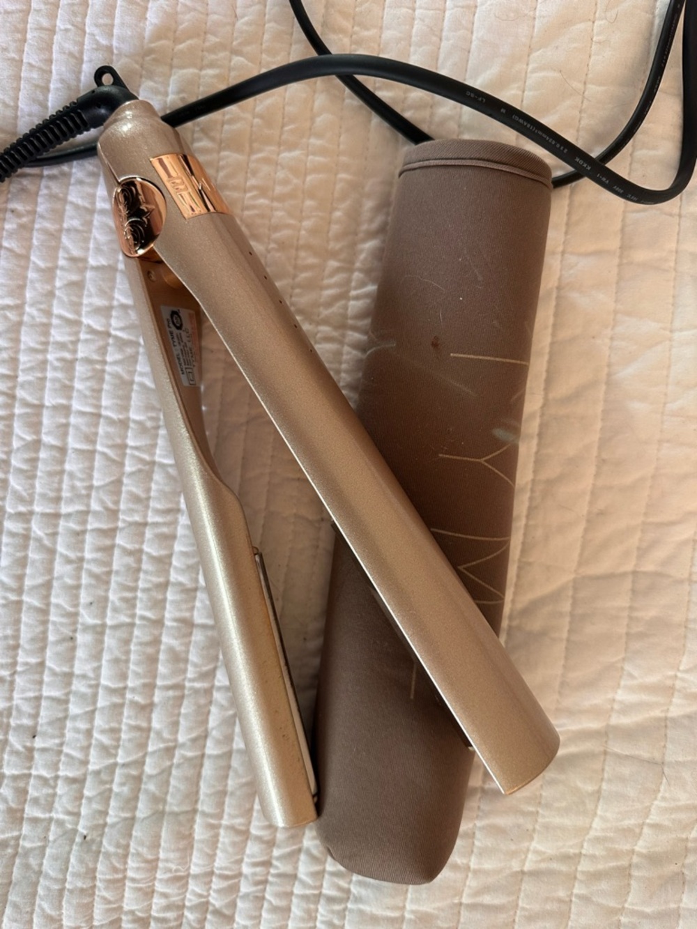 TYME Gold Curling Iron/Flat Iron with Case